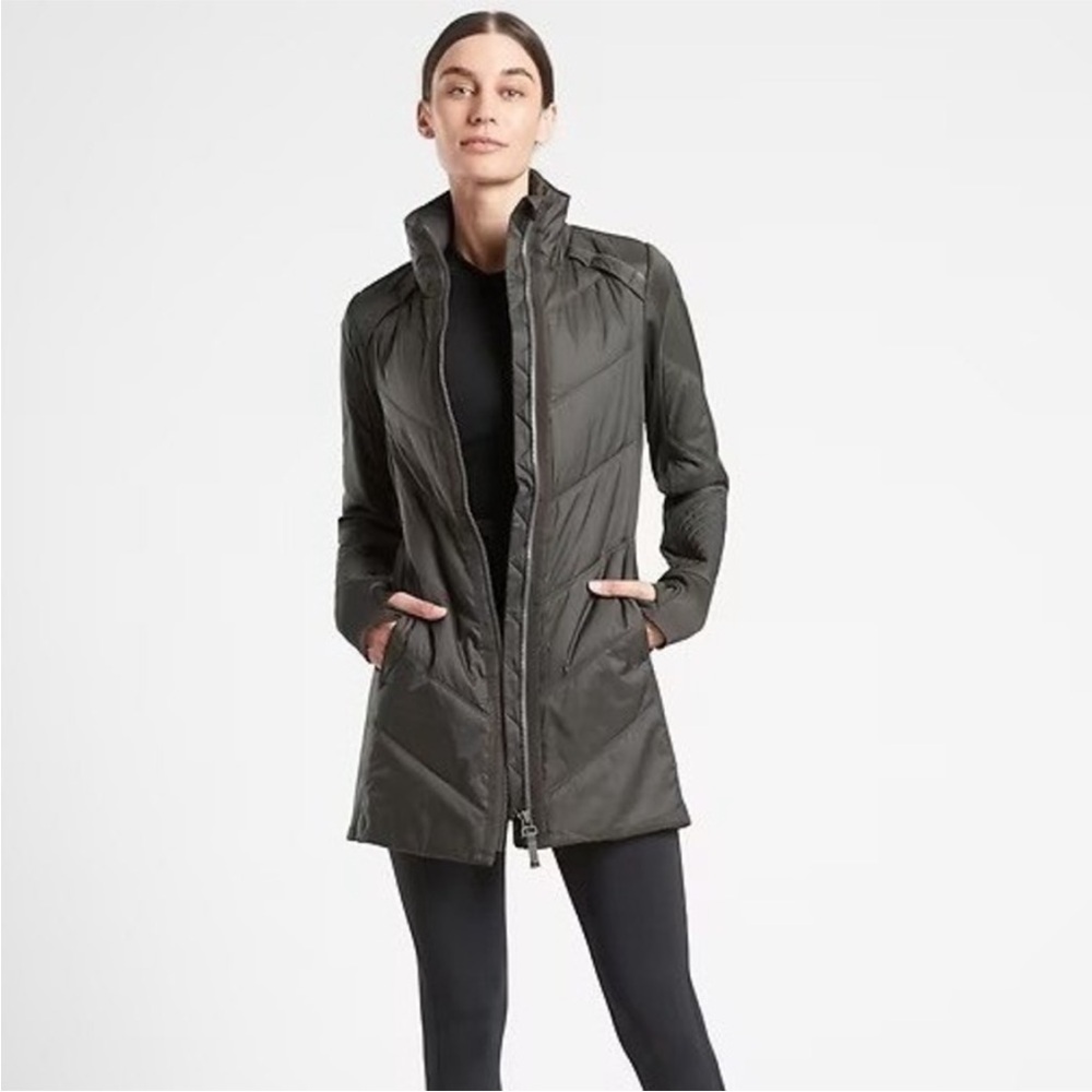 Athleta Rock Ridge PrimaLoft® Coat Insulated Longer Hem Jacket Arbor Olive SZ M